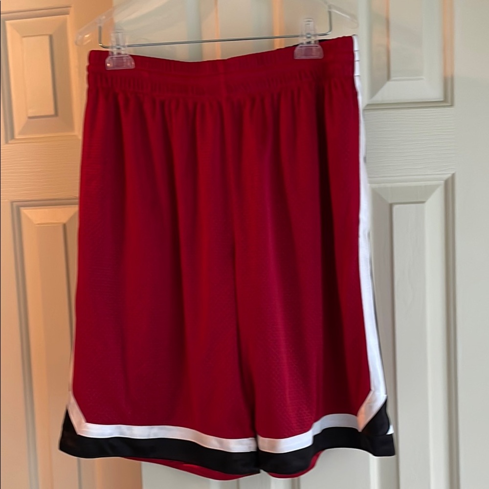 Red Athletic Shorts with Black and White Trim for Men